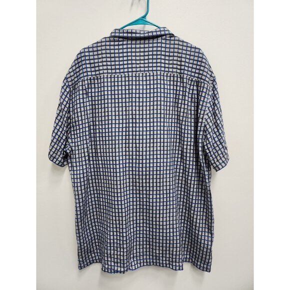Tommy Bahama Mens Plaid Silk Blend Shirt XXL Blue Gray Button Up Short Sleeve - Picture 7 of 8